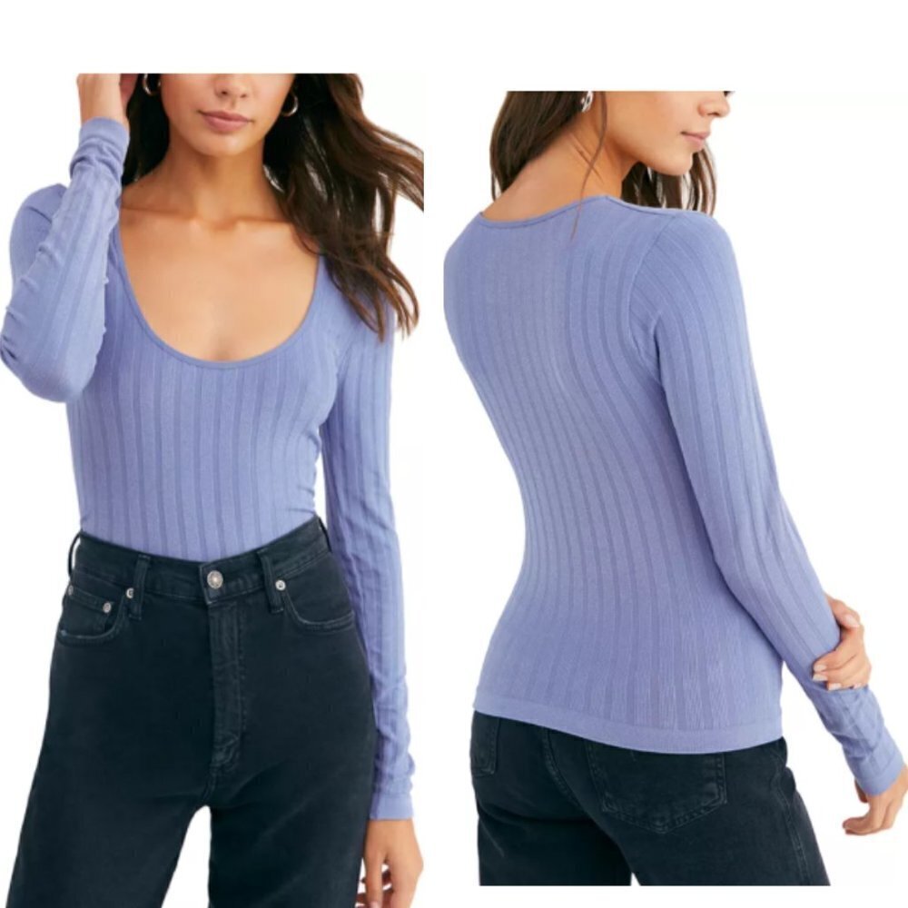 FREE PEOPLE Lucky You Layering Top Long Sleeves Blue NWT XS/S